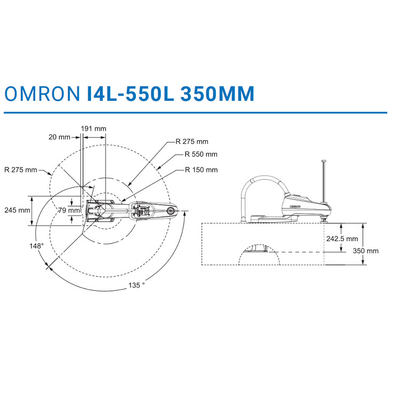 OMRON I4-450L หุ่นยนต์ 4 แกน Scara Robot หุ่นยนต์ความเร็วสูงสำหรับอุตสาหกรรม 3C