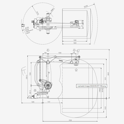หุ่นยนต์บรรจุหีบห่อของฮุนได HP160 Arms 160KG Payload 3128 เข้าถึงด้วยกริปเปอร์
