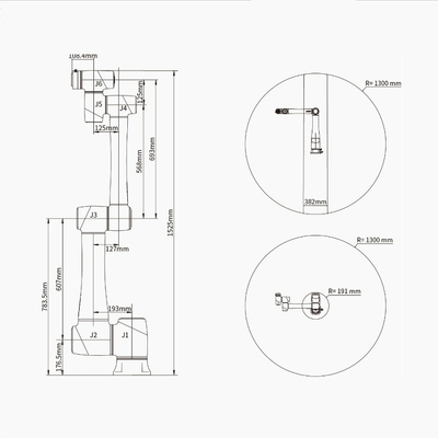 DOBOT CR16 6 แกนแขนหุ่นยนต์จีนพร้อมหุ่นยนต์กริปเปอร์