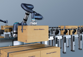แขนหุ่นยนต์ Doosan Cobot A0912 พร้อมกริปเปอร์หุ่นยนต์ Onrobot สำหรับวางพาเลทและประกอบหุ่นยนต์
