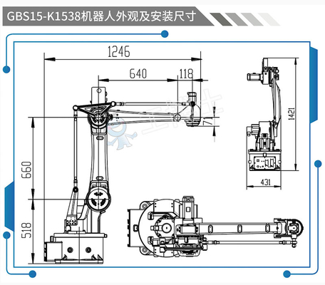 GBS15-K1538 Palletizer แขนหุ่นยนต์จีน 1538mm Reach