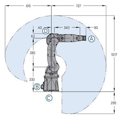 เครื่องเชื่อมอาร์คแขนหุ่นยนต์ Yaskawa อุตสาหกรรม 6 แกนและไฟฉายเชื่อม Mig