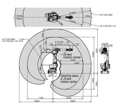 การจัดการน้ำหนักบรรทุก 45 กก. แขนหุ่นยนต์ Fanuc M-710iC การปิดผนึกและการเชื่อมด้วยมือ