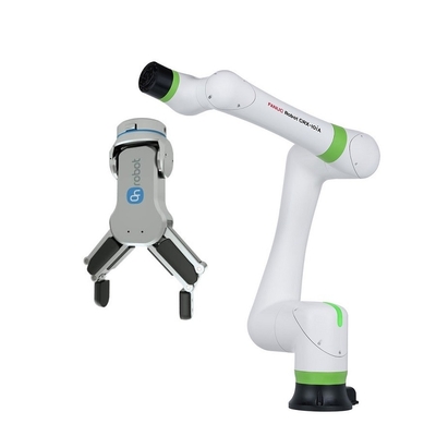 FANUC เลือกและวางโคบอท CRX-10iA หุ่นยนต์ทำงานร่วมกันพร้อมหุ่นยนต์จับยึด onrobot RG2 RG6