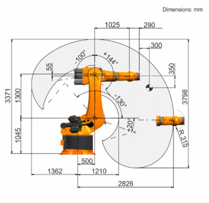 หุ่นยนต์อเนกประสงค์ KR 360 R2830 พร้อมปืนเชื่อมจุด แขนหุ่นยนต์อุตสาหกรรม KUKA