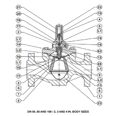 ลื่นไถลจีนติดตั้งวาล์วควบคุม LR125 FISHER เครื่องปรับความดันสำหรับแก๊ส