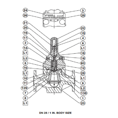 ลื่นไถลจีนติดตั้งวาล์วควบคุม LR125 FISHER เครื่องปรับความดันสำหรับแก๊ส