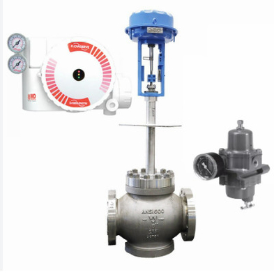 วาล์วควบคุมลมพร้อม Flowserve Positioner สีขาวและสีแดงความแม่นยำสูง USA Logix 3200 MD