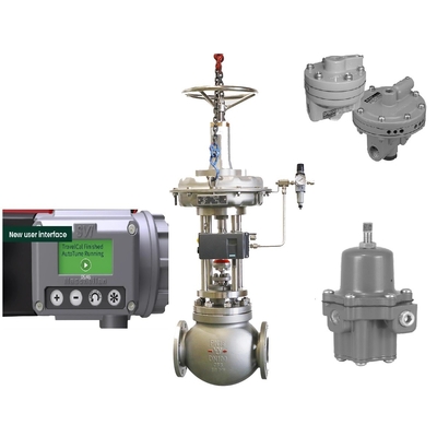 Masoneilan SVI3 ตัวกำหนดตำแหน่งวาล์วควบคุมการไหล BR400 Volume Booster Fisher 67CFR Filter Regulator