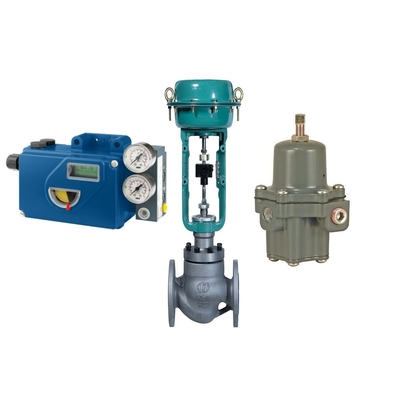 วาล์วควบคุมการไหลด้วย Foxboro SRD991 Valve Positioner และ Fisher 67CFR Filter Regulator