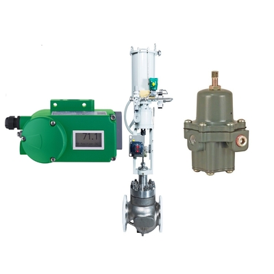 Fisher 67CFR Filter Regulator พร้อมวาล์วควบคุมการไหลและตัวกำหนดตำแหน่งวาล์ว Foxboro SRD998