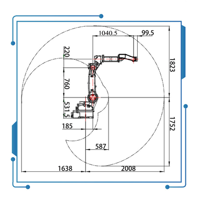 จีน GBS หุ่นยนต์เชื่อมอาร์ค GBS6-C2080 แขนหุ่นยนต์หุ่นยนต์ 6 แกนพร้อมเครื่องเชื่อม Megmeet CM350
