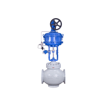 วาล์วควบคุมการไหลด้วย Flowserve 3200MD Valve Positioner ASCO 551 Solenoid Valve 67CFR Filter Regulator