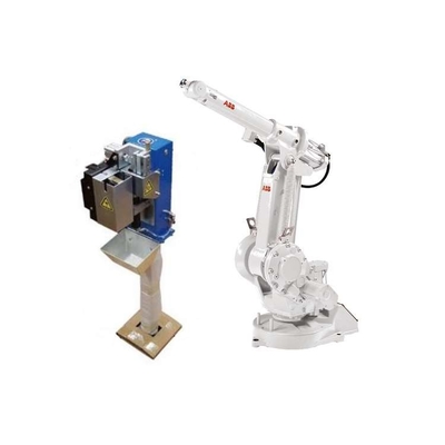 6 Axis Robotic Arm ABB IRB 1410 พร้อมสถานีทําความสะอาดปืน CNGBS สําหรับอัตโนมัติหุ่นยนต์ปั่น