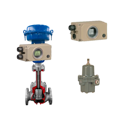 วาล์วควบคุมท่อระบายน้ําแบบกระบวน พร้อม Samson Electropneumatic 3730-3 Positioner และ Fisher 67CFR Filter Regulator