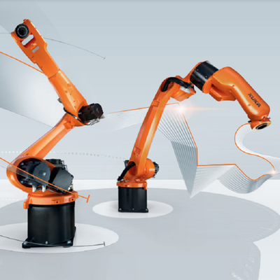 มือหุ่นยนต์ Kuka KR10 R1420 พร้อมเครื่องตั้งตําแหน่ง CNGBS เป็นสถานที่ทํางานปั่น