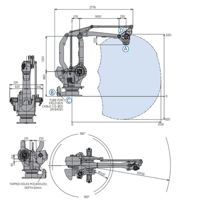 หุ่นยนต์อุตสาหกรรม YASKAWA MPL160II พร้อมแขนหุ่นยนต์ พร้อมภาระประโยชน์ 160KG สําหรับการทํากระปุก