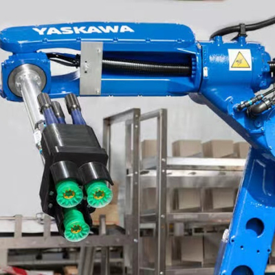 Yaskawa 6 Axis การปั่นหุ่นยนต์แขน MOTOMAN GP25 กับ CNGBS Positioner สําหรับโรงงานเป็นเครื่องปั่นเลเซอร์