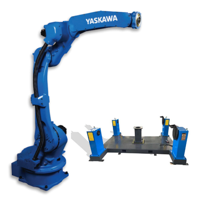 Yaskawa 6 Axis การปั่นหุ่นยนต์แขน MOTOMAN GP25 กับ CNGBS Positioner สําหรับโรงงานเป็นเครื่องปั่นเลเซอร์