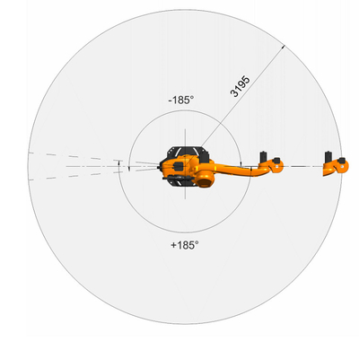 โรบอต KUKA KR 120 R3200 PA พร้อมภาระประโยชน์ 120KG และ 3195MM Reach Of Palletizing โรบอตสําหรับการปาเลต