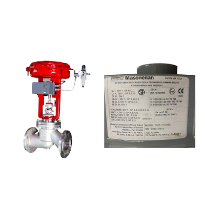วาล์วควบคุม Pneumatic ที่มีชื่อเสียงของจีนที่มี Masoneilan SVI2-21123121 positioner และ ASCO วาล์ว solenoid