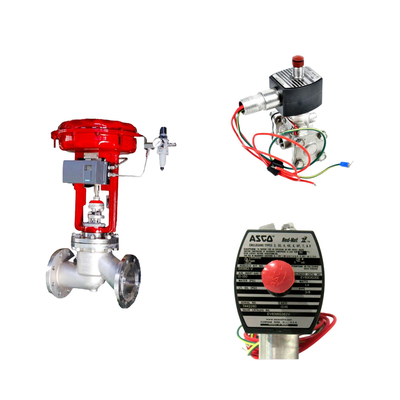 วาล์วควบคุม Pneumatic ที่มีชื่อเสียงของจีนที่มี Masoneilan SVI2-21123121 positioner และ ASCO วาล์ว solenoid