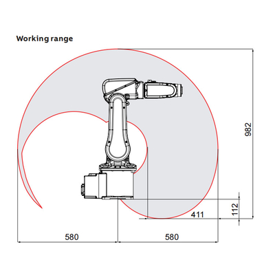 ABB IRB120 ด้วยแขนหุ่นยนต์ 6 แกน และภาระประโยชน์ 3 กิโลกรัม สูงถึง 580 มม สําหรับการเลือกและวางเป็นหุ่นยนต์รับมือ