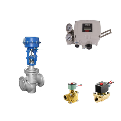 วาล์วควบคุม Pneumatic ด้วย Rotork YT-2500 ตัวตั้งวาล์วสมาร์ทเดิมและ EMERSON ASCO210 วาล์ว solenoid 2 ทาง