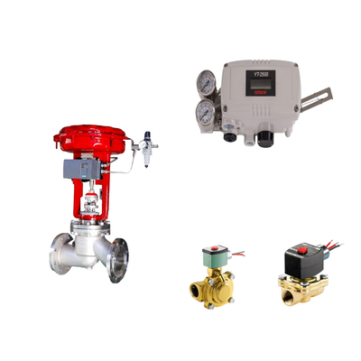 วาล์วควบคุม Pneumatic ด้วย Rotork YT-2500 ตัวตั้งวาล์วสมาร์ทเดิมและ EMERSON ASCO210 วาล์ว solenoid 2 ทาง
