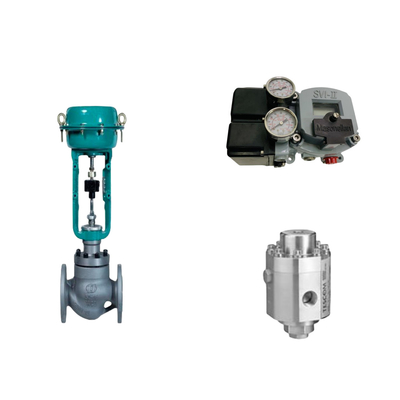 วาล์วควบคุมปนูเมติก ด้วย Masoneilan SVI2-21113111 วัลล์ววางตําแหน่งและ Tescom 26-1100 วัลล์วควบคุมความดัน