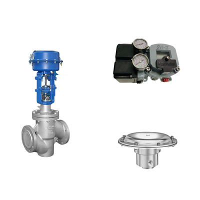 วาล์วควบคุมอากาศด้วย Masoneilan SVI2-21113111 Positioner และ Tescom 44-4600 วัลล์วควบคุมความดัน
