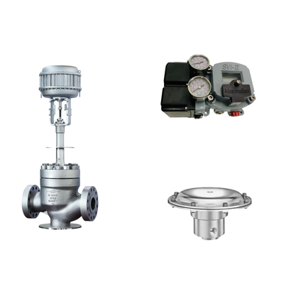 วาล์วควบคุมอากาศด้วย Masoneilan SVI2-21123121 Positioner และ Tescom 44-4600 วาล์วควบคุมความดัน