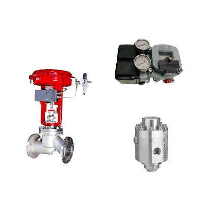 วาล์วควบคุมอากาศด้วย Masoneilan SVI2-21123121 Positioner และ Tescom 26-1100 วัลล์วควบคุมความดัน