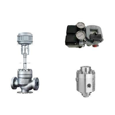 วาล์วควบคุมอากาศด้วย Masoneilan SVI2-21123121 Positioner และ Tescom 26-1100 วัลล์วควบคุมความดัน