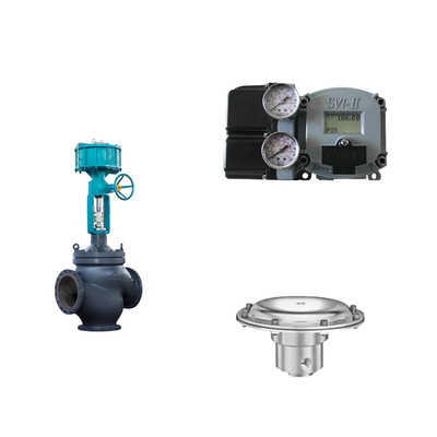 วาล์วควบคุมอากาศด้วย Masoneilan SVI2-21113121 Positioner และ Tescom 44-4600 วัลล์วควบคุมความดัน