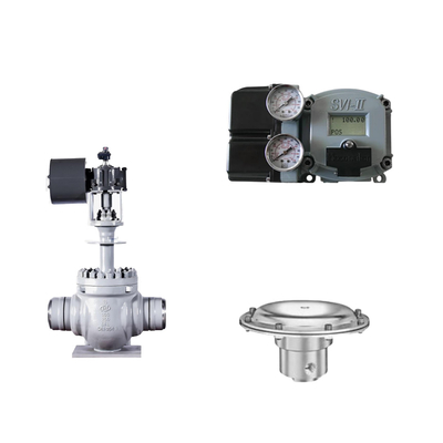 วาล์วควบคุมอากาศด้วย Masoneilan SVI2-21113121 Positioner และ Tescom 44-4600 วัลล์วควบคุมความดัน
