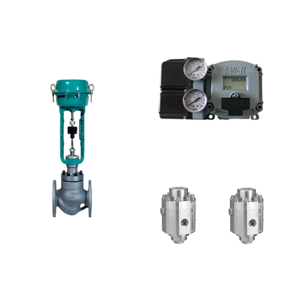 วาล์วควบคุมปนูเมติก ด้วย Masoneilan SVI2-21113121 Positioner และ Tescom 26-1100 วัลล์วควบคุมความดัน
