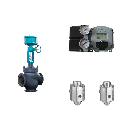 วาล์วควบคุมปนูเมติก ด้วย Masoneilan SVI2-21113121 Positioner และ Tescom 26-1100 วัลล์วควบคุมความดัน