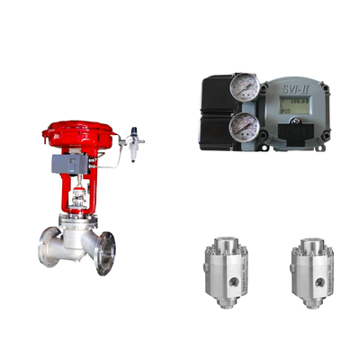 วาล์วควบคุมปนูเมติก ด้วย Masoneilan SVI2-21113121 Positioner และ Tescom 26-1100 วัลล์วควบคุมความดัน