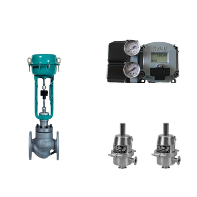 วาล์วควบคุม Pneumatic กับ Masoneilan SVI2-21123111 Positioner และ Fisher SR5 วัลล์วควบคุมความดัน