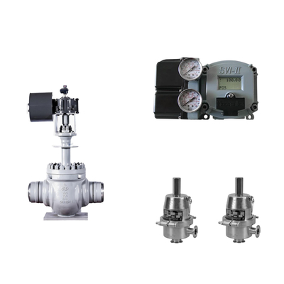 วาล์วควบคุม Pneumatic กับ Masoneilan SVI2-21123111 Positioner และ Fisher SR5 วัลล์วควบคุมความดัน