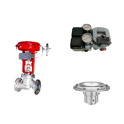 วาล์วควบคุมปนูเมติก ด้วย Masoneilan SVI2-22123121 Positioner และ Tescom 44-4600 วัลล์วควบคุมความดัน