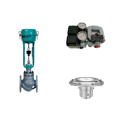 วาล์วควบคุมปนูเมติก ด้วย Masoneilan SVI2-22123121 Positioner และ Tescom 44-4600 วัลล์วควบคุมความดัน
