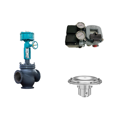 วาล์วควบคุมปนูเมติก ด้วย Masoneilan SVI2-22123121 Positioner และ Tescom 44-4600 วัลล์วควบคุมความดัน