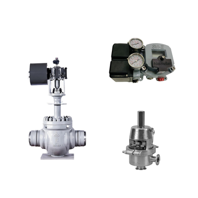 วาล์วควบคุม Pneumatic กับ Masoneilan SVI2-22123121 Positioner และ Fisher SR5 วัลล์วควบคุมความดัน