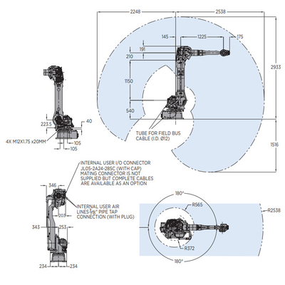 หุ่นยนต์อุตสาหกรรม GP35L ของ YASKAWA ด้วยภาระประโยชน์ 35KG เป็นแขนหุ่นยนต์สําหรับการจัดการวัสดุ
