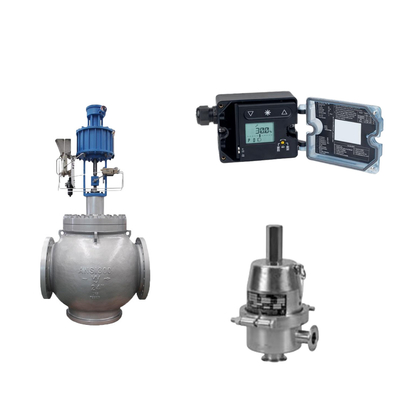 วาล์ว Globe กับ Samson 3725 Electropneumatic Positioner และ Fisher SR5 วาล์วควบคุมความดัน