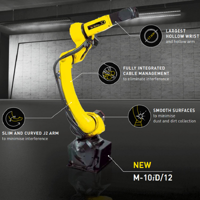 Fanuc M-10iD/8L As 6 Axis Robot Arm สําหรับขายของหุ่นยนต์อุตสาหกรรมที่มีเครื่องวางตําแหน่งการปั่น