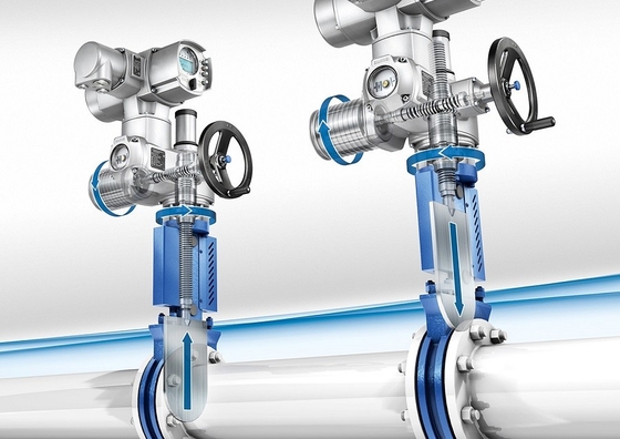 วาล์วประตูมีดจีนที่มี Auma SA SAR Electric Vavle Actuator สําหรับอุตสาหกรรมน้ํามัน