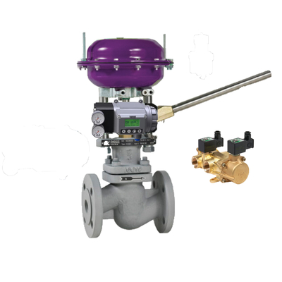 วาล์วควบคุม Pneumatic กับ Masoneilan SVI3 Positioner และ ASCO วาล์ว SOLENOID ทองแดง ซีรีส์ 210 สําหรับการควบคุม